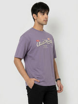 Men T-Shirt Graphic Purple Relaxed Fit