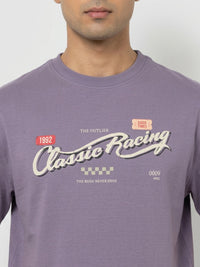 Men T-Shirt Graphic Purple Relaxed Fit