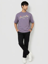 Men T-Shirt Graphic Purple Relaxed Fit