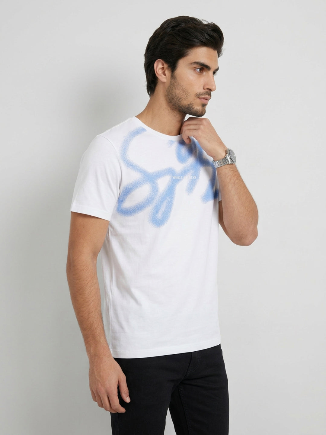 Men T-Shirt Graphic White Regular Fit