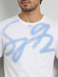 Men T-Shirt Graphic White Regular Fit