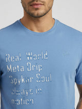 Men T-Shirt Graphic Blue Regular Fit