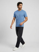 Men T-Shirt Graphic Blue Regular Fit