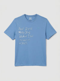 Men T-Shirt Graphic Blue Regular Fit