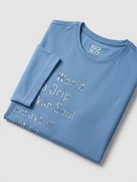 Men T-Shirt Graphic Blue Regular Fit