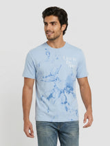 Men T-Shirt Graphic Blue Regular Fit