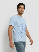Men T-Shirt Graphic Blue Regular Fit