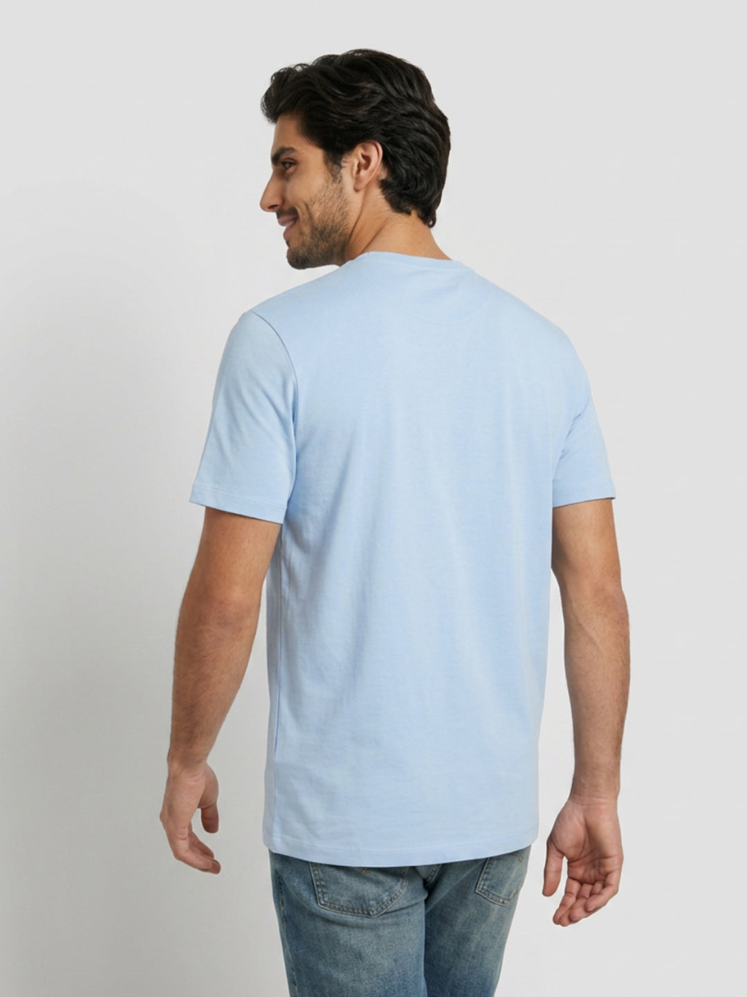 Men T-Shirt Graphic Blue Regular Fit