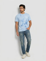 Men T-Shirt Graphic Blue Regular Fit