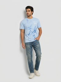 Men T-Shirt Graphic Blue Regular Fit