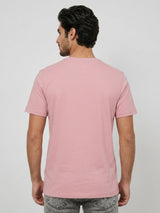 Men T-Shirt Graphic Pink Regular Fit