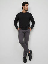 Men T-Shirt Textured Black Regular Fit