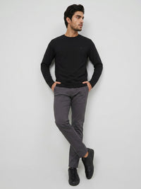 Men T-Shirt Textured Black Regular Fit