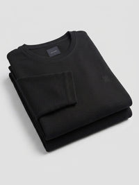 Men T-Shirt Textured Black Regular Fit