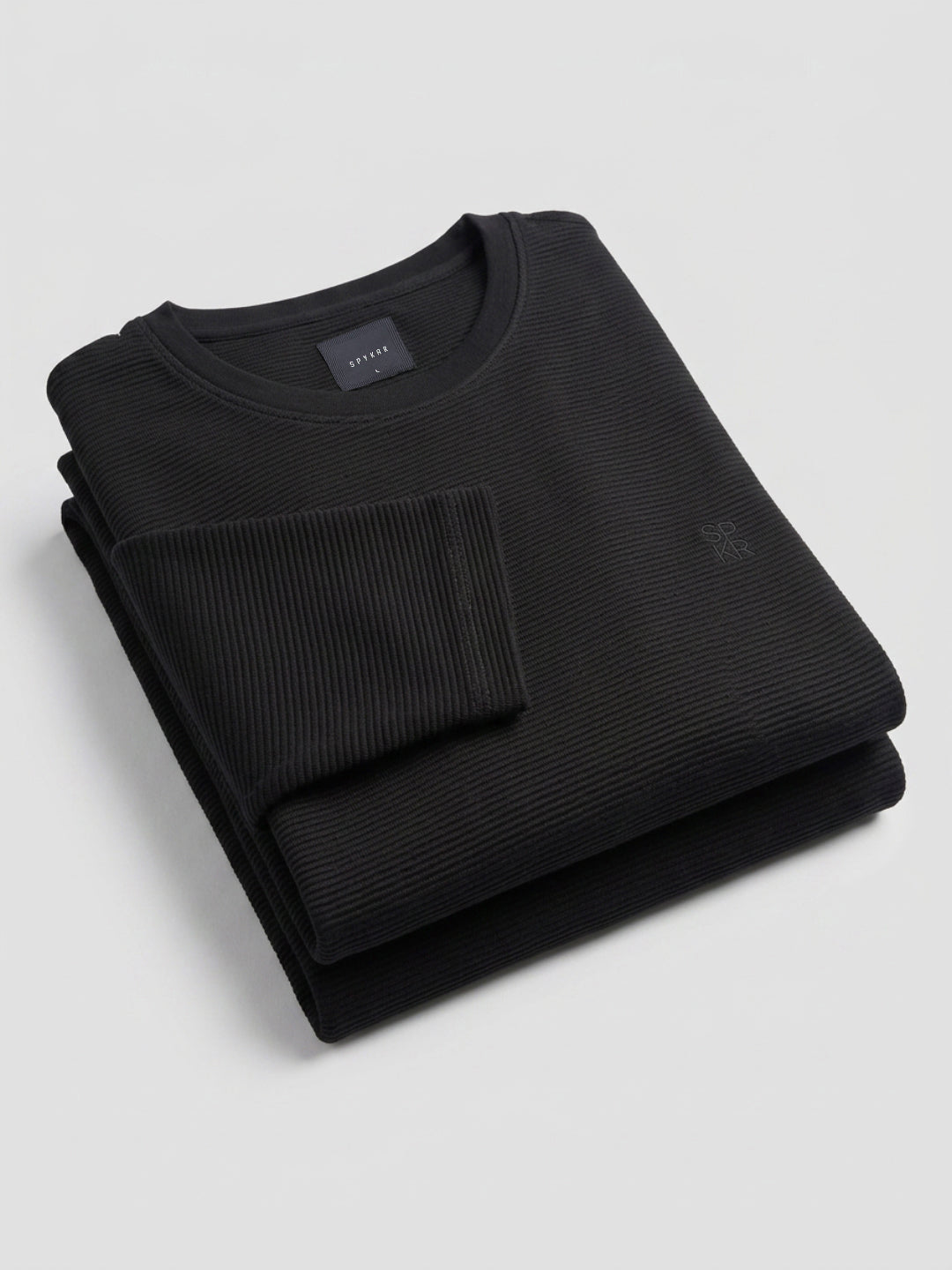 Men T-Shirt Textured Black Regular Fit