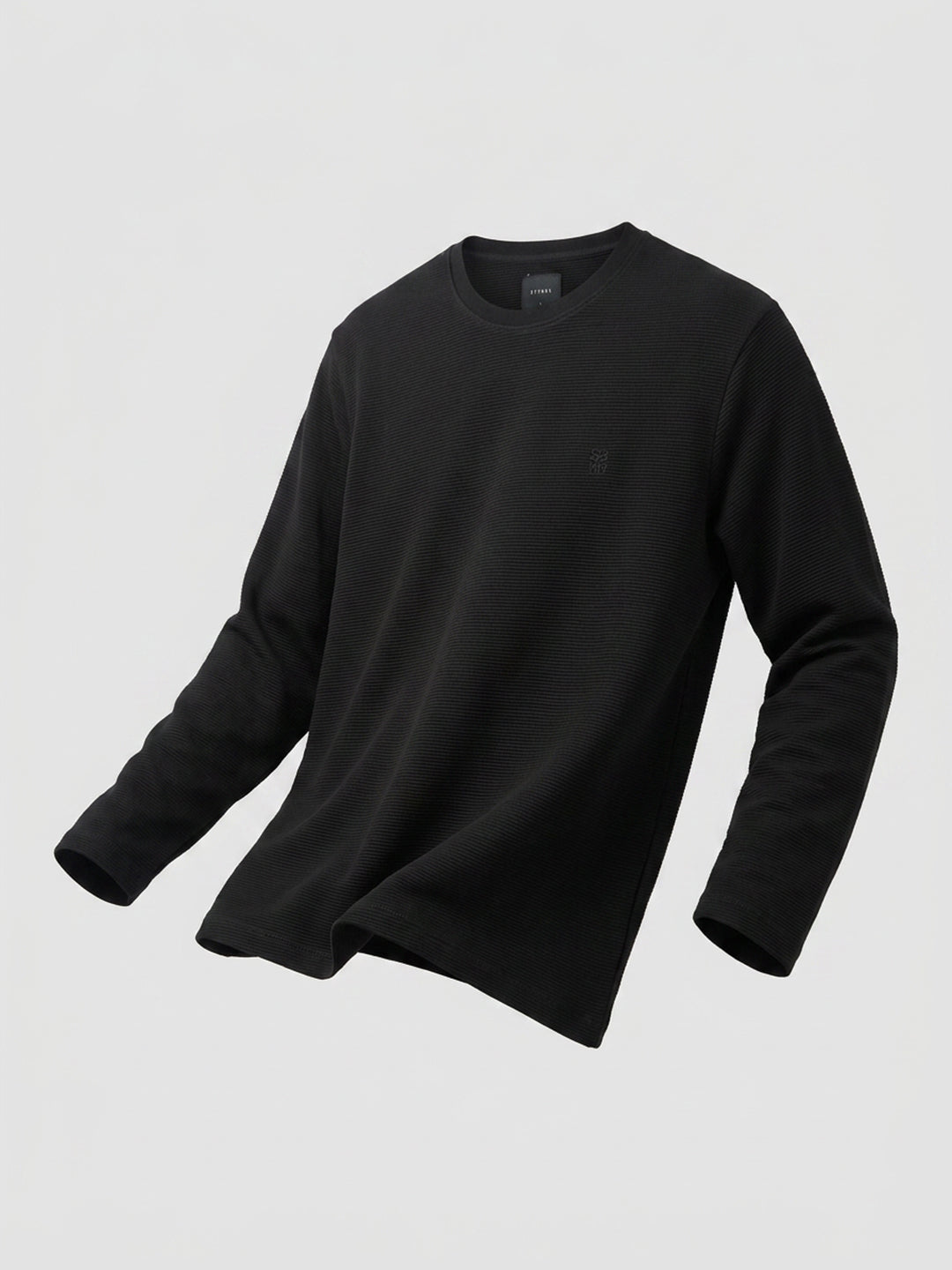 Men T-Shirt Textured Black Regular Fit
