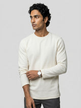 Men T-Shirt Textured White Regular Fit