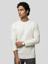 Men T-Shirt Textured White Regular Fit