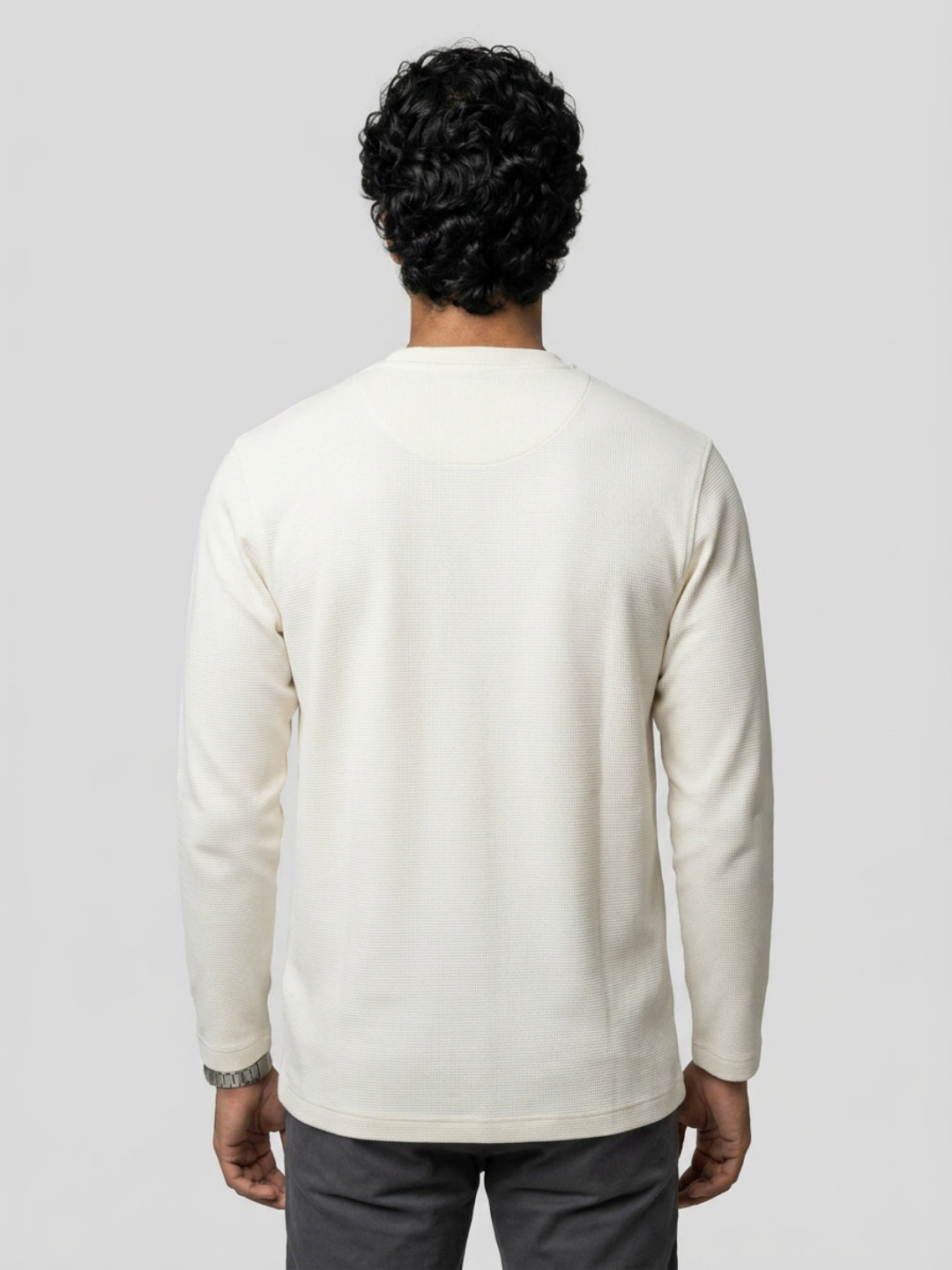 Men T-Shirt Textured White Regular Fit