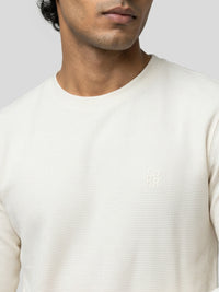 Men T-Shirt Textured White Regular Fit