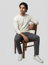Men T-Shirt Textured White Regular Fit