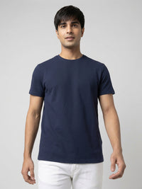 Men T-Shirt Graphic Navy Blue Regular Fit