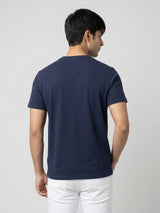 Men T-Shirt Graphic Navy Blue Regular Fit