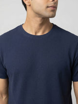 Men T-Shirt Graphic Navy Blue Regular Fit