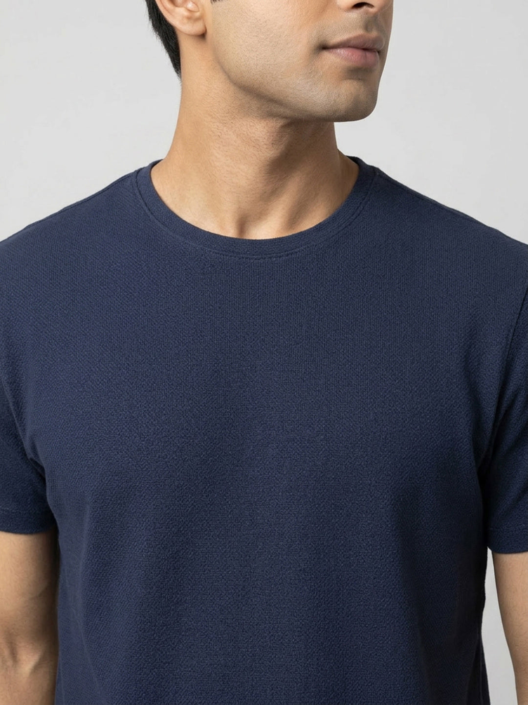 Men T-Shirt Graphic Navy Blue Regular Fit