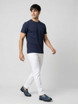 Men T-Shirt Graphic Navy Blue Regular Fit