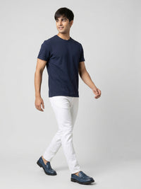 Men T-Shirt Graphic Navy Blue Regular Fit