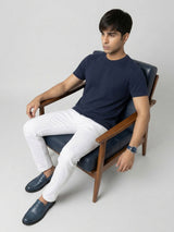 Men T-Shirt Graphic Navy Blue Regular Fit