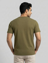 Men T-Shirt Solid Green Regular Fit