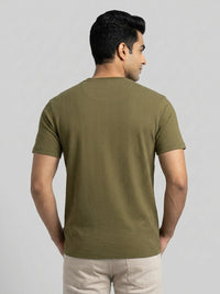 Men T-Shirt Solid Green Regular Fit
