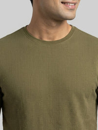 Men T-Shirt Solid Green Regular Fit