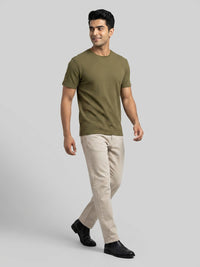 Men T-Shirt Solid Green Regular Fit