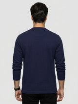 Men T-Shirt Textured Navy Blue Regular Fit