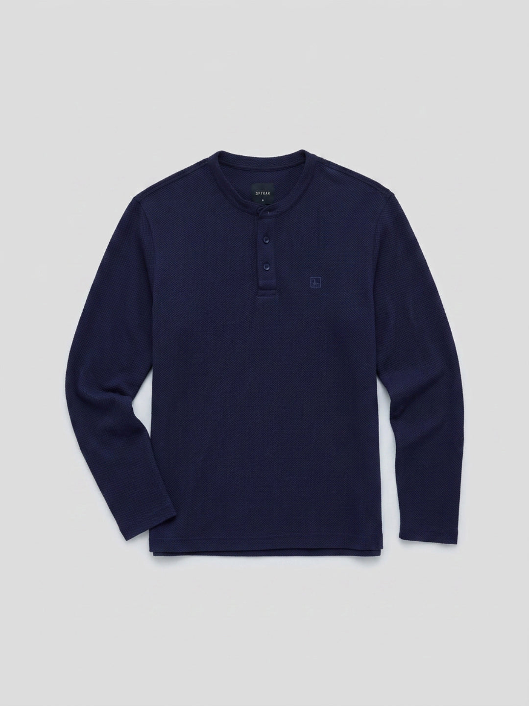 Men T-Shirt Textured Navy Blue Regular Fit