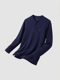 Men T-Shirt Textured Navy Blue Regular Fit