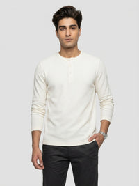 Men T-Shirt Textured Off-White Regular Fit