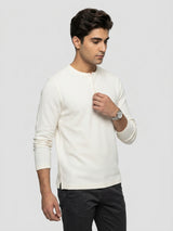Men T-Shirt Textured Off-White Regular Fit