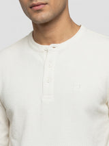 Men T-Shirt Textured Off-White Regular Fit