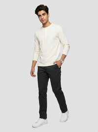 Men T-Shirt Textured Off-White Regular Fit
