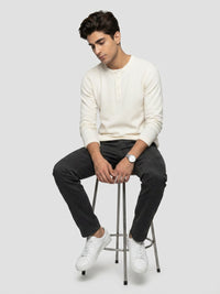 Men T-Shirt Textured Off-White Regular Fit