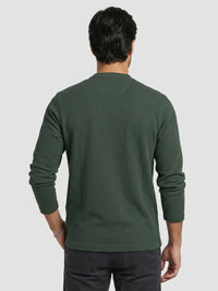 Men T-Shirt Textured Green Regular Fit