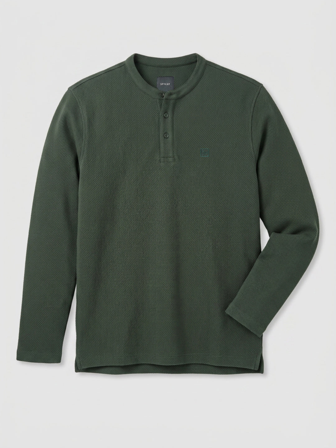 Men T-Shirt Textured Green Regular Fit