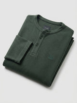 Men T-Shirt Textured Green Regular Fit