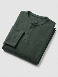 Men T-Shirt Textured Green Regular Fit