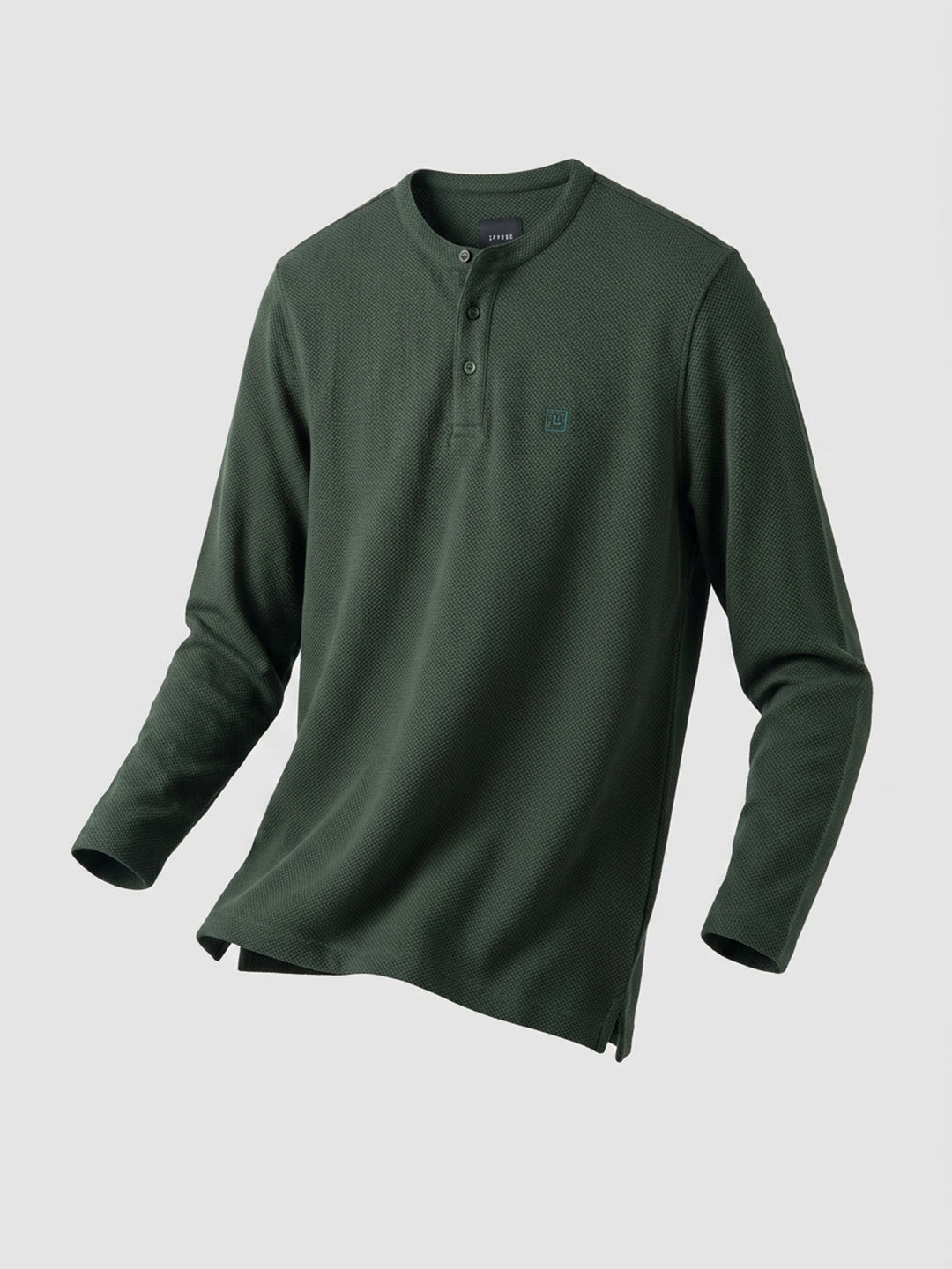 Men T-Shirt Textured Green Regular Fit