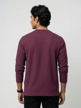 Men T-Shirt Textured Maroon Regular Fit